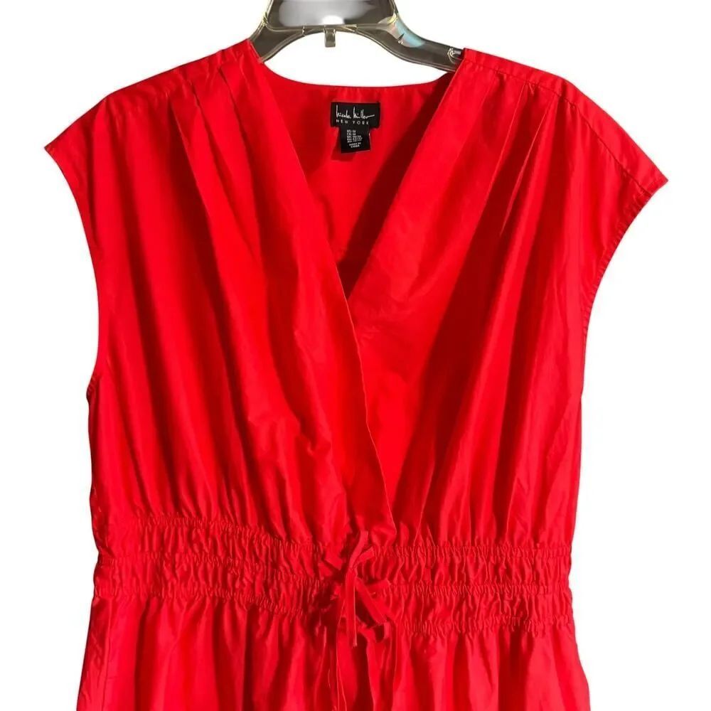 Nicole Miller New York Red Cotton Ruffle Hem Dress Plus Size 1X - Picture 5 of 9